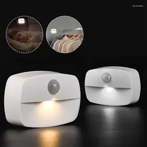 Luces nocturnas Sensor de movimiento inteligente Luz LED Mini lámpara inalámbrica para dormitorio Corredor Armario Fácil instalación