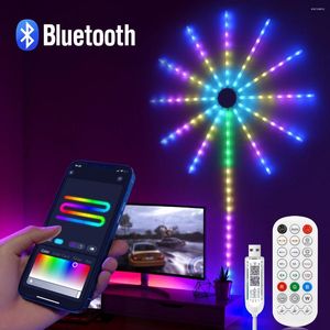 Veilleuses intelligentes commande vocale couleur lumière feux d'artifice lampe étanche USB RGB néon chaîne pour jardin extérieur chambre décor