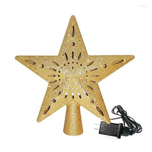 Veilleuses étoile sommet d'arbre de noël éclairé avec flocon de neige rotatif projecteur Led décorations de noël pour prise ue