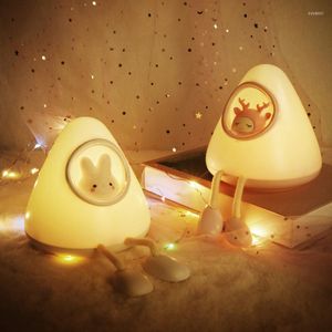 Veilleuses tactiles Silicone USB lampes rechargeables pour enfants bébé cadeaux dessin animé mignon Animal cochon cerf lampe