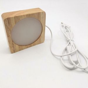 Veilleuses USB LED bois lampe de bureau chambre lampe de chevet filaire contrôle éclairage 6000K blanc maison Table décorative