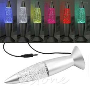 Veilleuses USB MultiColor Changeant Lava Lamp LED Glitter Mood Light Décoration de fête