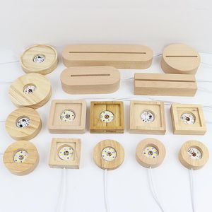 Veilleuses Prise USB Lampe en bois massif portable Base en bois Glowing LED Square Rotundity Light