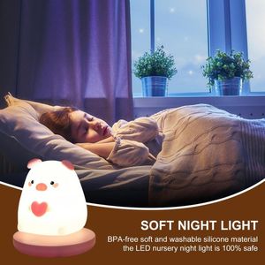 Veilleuses USB Silicone LED 1200mAh Animaux Forme Kawaii Lampe de Bureau Ornements Rechargeables 3 Vitesses Décor De Fête Pour Bureau À Domicile