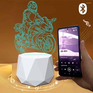 Veilleuses véhicules lumière Bluetooth haut-parleur contrôle tactile lampe de chevet Table de Recharge 9 couleurs 3D LED cadeau d'anniversaire