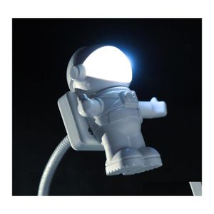 Luces nocturnas Blanco Flexible Astronauta Astronauta Usb Tubo Lámpara de luz LED para computadora Computadora portátil Pc Notebook Lectura Portátil Dc 5V Drop D Dh4Zi