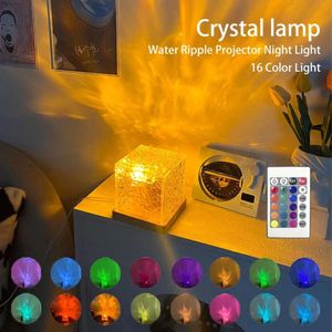 Night Ripple Wholesale Projecteur Water Dynamic 3/16 Colors Flame Crystal Lampe for Living Room Study Bedroom Rotating Light