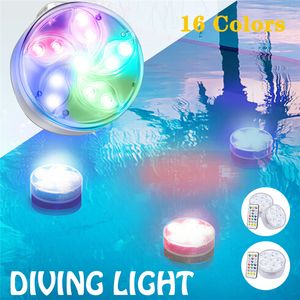 Lumières submersibles de nuit IP68 étanche LED lampe de piscine télécommande avec ventouse douche magnétique baignoire lumière Aquarium étang piscines fête