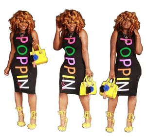 Nightclub color letter pack hip sexy vestido estilo europeo y americano impreso falda larga de flores sin mangas