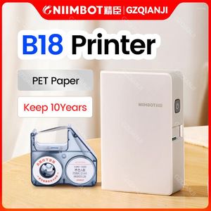 Impresora de etiquetas Niimbot B18, impresión de transferencia térmica, adhesivo de papel, fabricante portátil con Bluetooth con cinta, rollos de PET