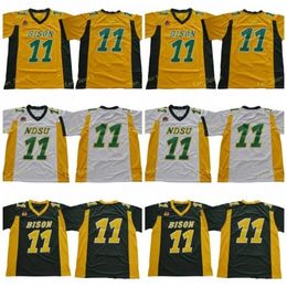 Nik1 NCAA North Dakota State Bison NDSU Carson Wentz College Football Maillots Pas Cher # 11 Carson Wentz University Football Shirts Jaune Vert