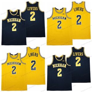 Nikivip 2021 New Cheap wholesale Michigan Isaiah Livers Basketball Jersey Men's All Stitched Blue Yellow Size S-XXXL Top Quality