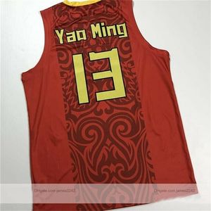 Nikivip Custom Retro Yao Ming # 13 Team China Maglia da basket cucita rossa Taglia S-4XL Qualsiasi nome e numero Maglie di Yao di alta qualità
