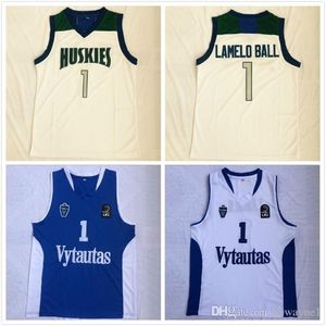 Nikivip Mens NCAA Chino Hills Huskies # 1 Lamelo Ball Basketball Jersey Home White Stitched high school Jerseys