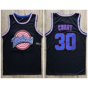 Nikivip Stephen Curry # 30 Space Jam Tune Squad Film Noir Blanc Rétro Maillot de Basket-Ball Homme Cousu Personnalisé N'importe Quel Numéro Nom Maillots