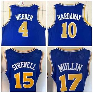 Nikivip Wholesale # 4 Chiris Webber # 17 Chris Mullin # 15 Latrell Sprewell # 10 Tim Hardaway Basketball Jersey All Centred Mesh Jersey Vintage