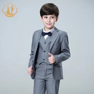 Nimble printemps automne formel garçon Costume pour les mariages enfants fête hôte Costume en gros vêtements 3 pièces/ensemble Blazer gilet pantalon 240313