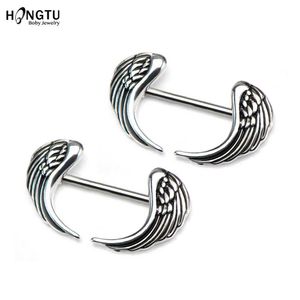 Anneaux de mamelon hongtu 2pcs ange aile anneau anneau de mamelon perçage barreaux femmes bijoux de mode barbell 14g en acier chirurgical punk body anneaux y240510