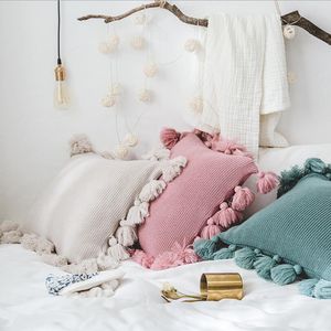 Niuta – taie d'oreiller en tricot, housse d'appui-tête en boule de lanterne, oreillers décoratifs, accessoires de photographie nordiques sans oreiller