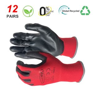 NMSafety 24 uds/12 pares de guantes de trabajo de seguridad para construcción, seguridad, jardín, guante de trabajo de protección Industrial tejido de goma