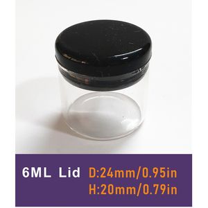 Sin cuello 6 ml de recipientes concentrados de vidrio transparente con proveedor de fábrica de envases de tapa negra de silicio