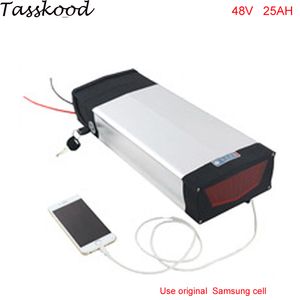 Pas de Taxes 1000W batterie de porte-vélo électrique utiliser Samsung Cell 48V 25AH batterie Li-ion eBike avec boîtier en aluminium mince + port USB