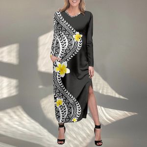 Noisydesigns jupes Femme mode polynésienne fleurs tropicales Hibiscus Robe De soirée Femme fendu robes noires Ropa Mujer 220627