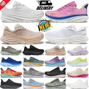 Chaussure de course de course Hokah Chaussures Femmes hommes Clifton 9 Bondi 8 Triple blanc noir Airy Blue décalage de sable Sand Grum Womens Outdoor Mens Trainers Sneakers