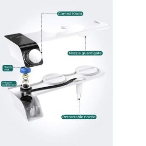 Bidé no eléctrico Agua caliente fría caliente para el asiento del inodoro: asiento de bidet de agua de presión ajustable de boquilla de doble limpieza