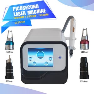 Enlèvement de tatouage non invasif Machine laser picoseconde Nd Yag Laser Enlèvement de pigmentation de tatouage Pico Second 1064 755 532 1320nm Traitement de poupée noire