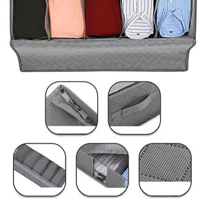 Non tissé sous le lit sac de rangement couette couverture vêtements bac de rangement boîte diviseur pliant placard organisateur vêtements conteneur grand LJ2230n