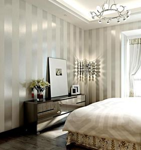Fond d'écran non tissé Roll Classic Metallic Glitter Stripe Wallpaper Fond Bandin Wall Wall Wall Fondère 3D White Home Decor1157073