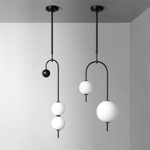 Nordic Black Lustre Lampes Design Moderne LED Lustres Simple Bar Salle À Manger Restaurant Haricot Magique Bureau Ball Grape Hanglamp