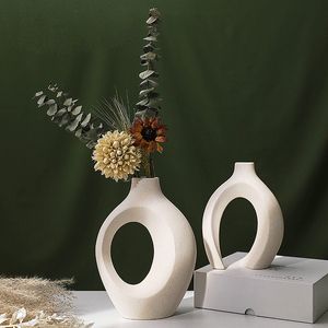 Vase en céramique nordique bébé douche décoration de mariage blanc mat Pot de fleur artisanat pour salon Table décor à la maison 8 paires