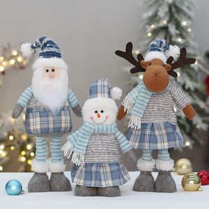Navidad nórdica nueva tela azul retráctil Santa Claus muñeco de nieve alce muñeca decoración de muñecas de Navidad al por mayor