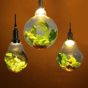 Nordic Coffee Shop Tea Seat Verre Plant pousse légère grande ampoule LED Spotlight Diningroom salon pastoral Plants verts lustre