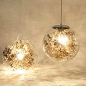 Lámparas colgantes de cristal con flores talladas, arte creativo nórdico, lámpara de techo moderna y sencilla para dormitorio, sala de estar y restaurante europeo