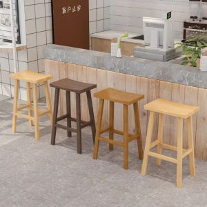 Silla de silla de comedor nórdica silla de barra de madera sólida Diseño moderno adecuado para tiendas de té de leche cocinas altas taburetes con estilo