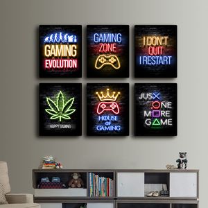 Nordique Gaming Gamer Citations Art Affiches et Gravures Toile Peinture Mur Photos pour Garçons Jeu Salle Décor Décor À La Maison No Frame Pas Neon