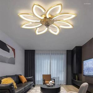 Ventilador de techo nórdico dorado y negro, luz con Control remoto para dormitorio, habitación infantil, comedor, sala de estar con luces