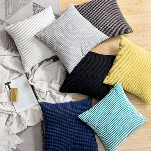 Funda de almohada nórdica ins wind simple, cojines de almohada con patrón de grano de maíz grande, venta al por mayor, funda de cojín trasero de tela de color sólido para el hogar