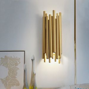 Nordic Modern Gold LED Wall Lamps Creative Aisle Light Living room Bedroom Decoration Sconce Lights Fixtures 2 G9 bulb