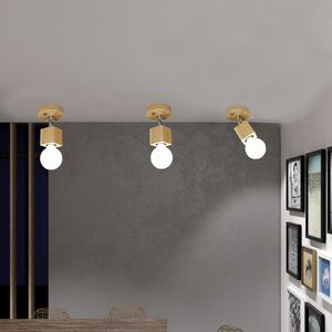 Nordique moderne bois carré plafonnier pour salon cuisine porche allée couloir décor lampe Plafon Led Techo