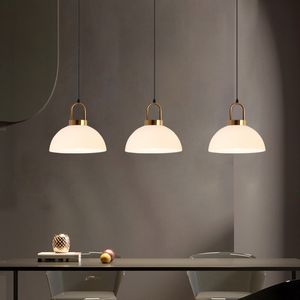 Nordic restaurant pendant lamps Creative semi-circular milky white glass chandelier Bar Shop decor Round Ball hanging lamp