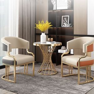Mesa esquinera de borde Circular de ocio Simple nórdica, muebles de escritorio de café de mármol de imitación para decoración de dormitorio y balcón