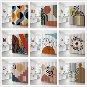 Nordic Wind Abstract Art Shower Curtain imperméable Polyester tissu Bath Bath Curtain Geométrique Courbe Stripe Circle Cercle Décor moderne