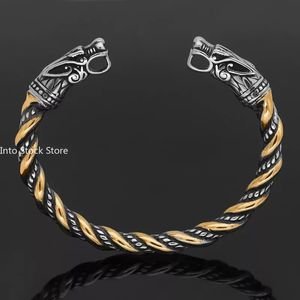 Bracelet tête de loup Viking nordique, ouverture en acier inoxydable, bracelet réglable, manchette serpent, pour hommes, bijoux de mode, vente en gros, 240307