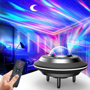 Northern Lights LED Star Projector con 8W BT Speaker Moon Stars Projection Night Light para niños Dormitorio con control remoto Estéreo Lámpara de altavoz portátil