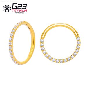 Nez Anneaux Goujons 10pcs G23 Titane F136 CZ Opale Hinged Pitch Ring Anneau De Nez Ouvert Petit Septum Nasal Cartilage Femmes Boucle D'oreille Perforé Bijoux L230806