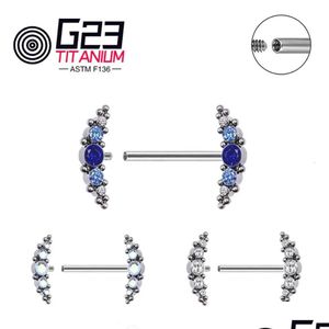 Anneaux de nez Goujons Bleu Zircon Nipple Anneau Barbell Corps Piercing Bijoux Y Cristal Cadeaux Bar Anneaux Ab Blanc 240127 Drop Livraison Jewe Dh6Ku